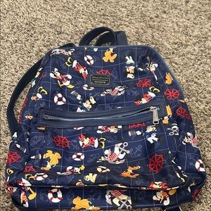 Loungefly Navy Backpack with Disney Nautical Print